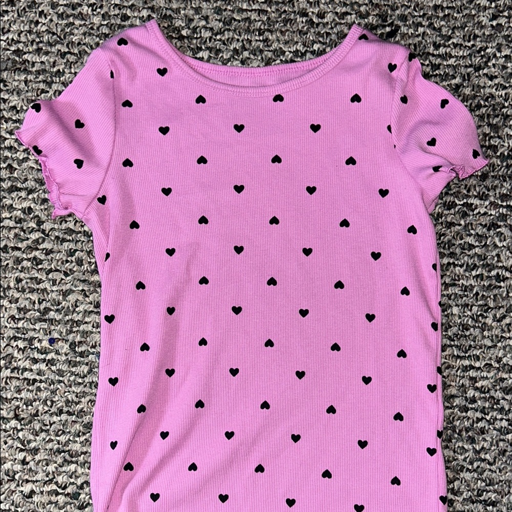 Cat & Jack Pink Tee with Black Heart Design